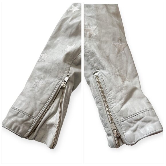 Samantha Sipos Seeing Stars Lamb Leather Biker Jacket Gray, Size S - Picture 15 of 16